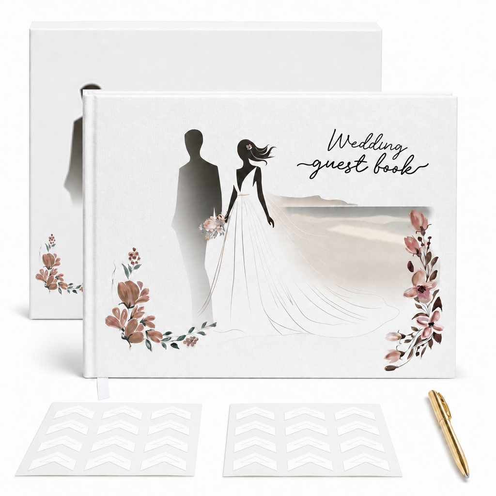 Libro de Invitados de Boda 8×10 – Diseño de Novios y Set Completo