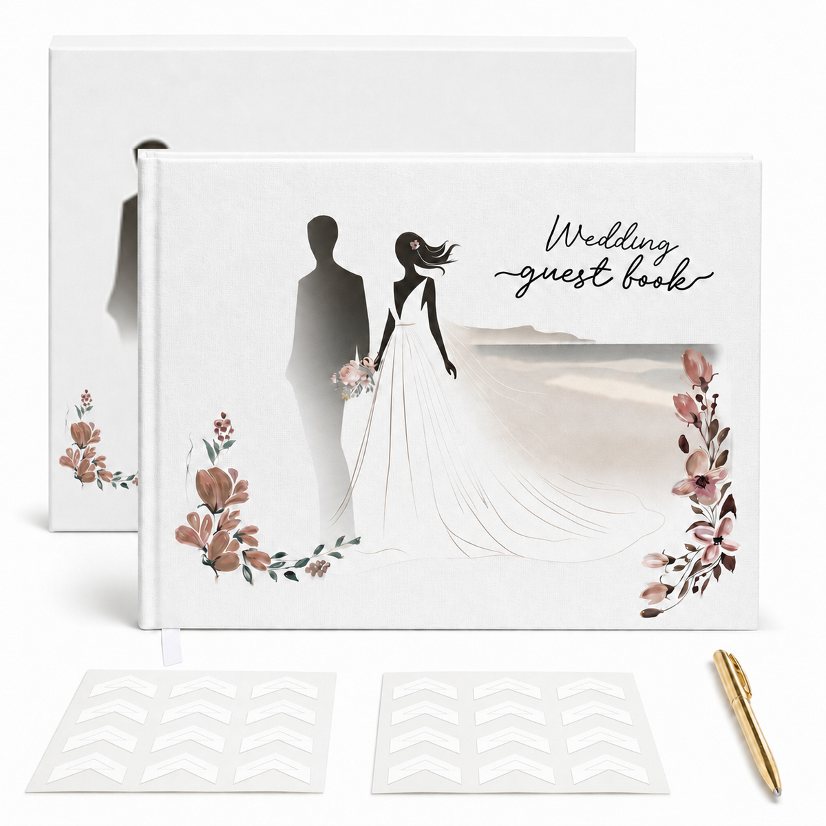 Libro de Invitados de Boda 8×10 – Diseño de Novios y Set Completo