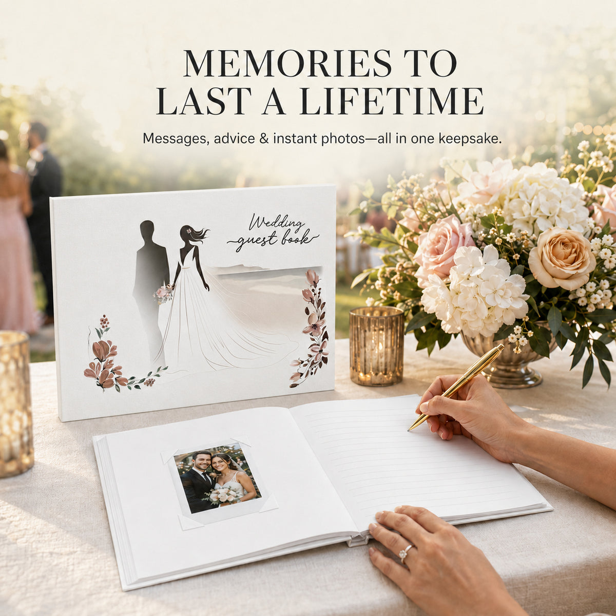 Libro de Invitados de Boda 8×10 – Diseño de Novios y Set Completo