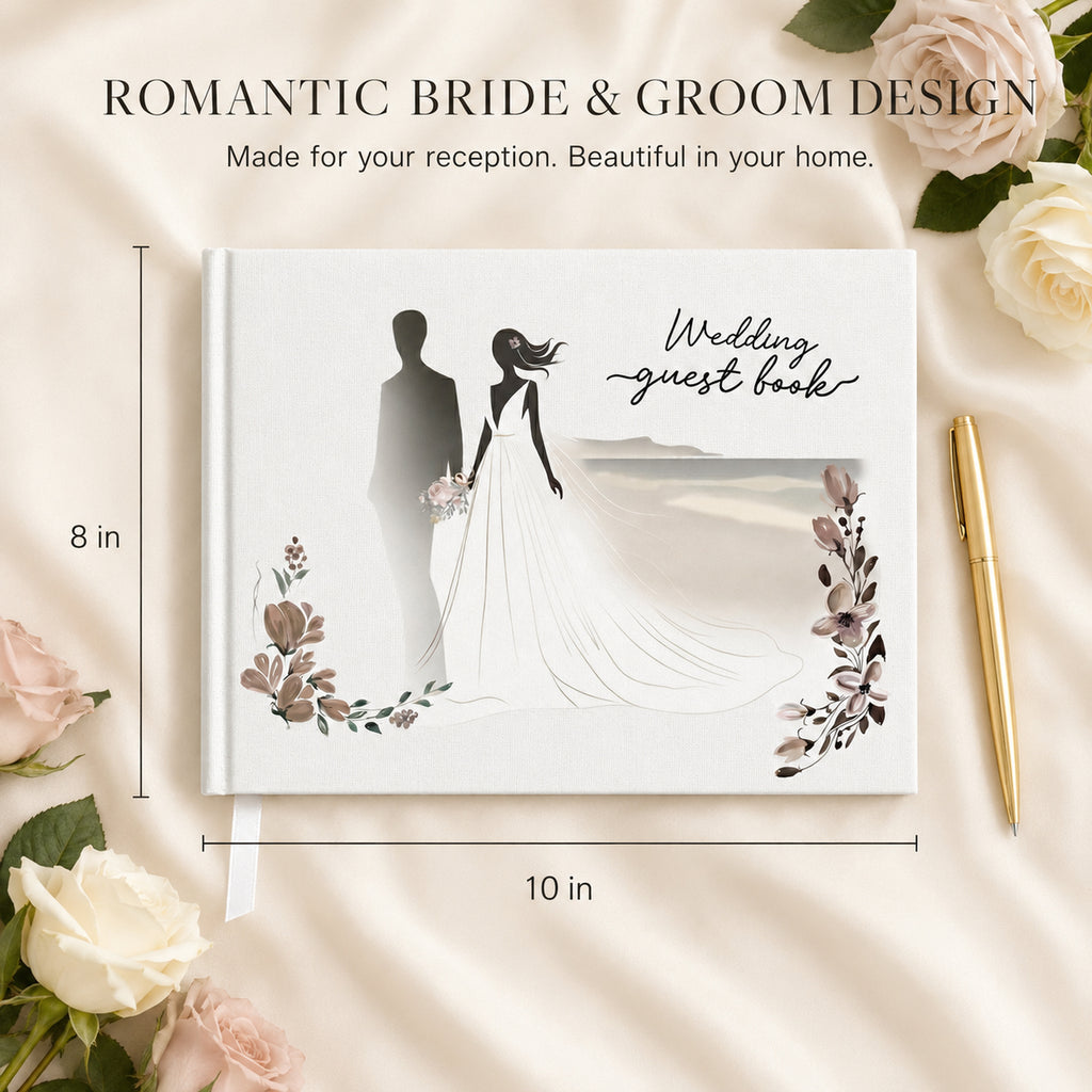Libro de Invitados de Boda 8×10 – Diseño de Novios y Set Completo
