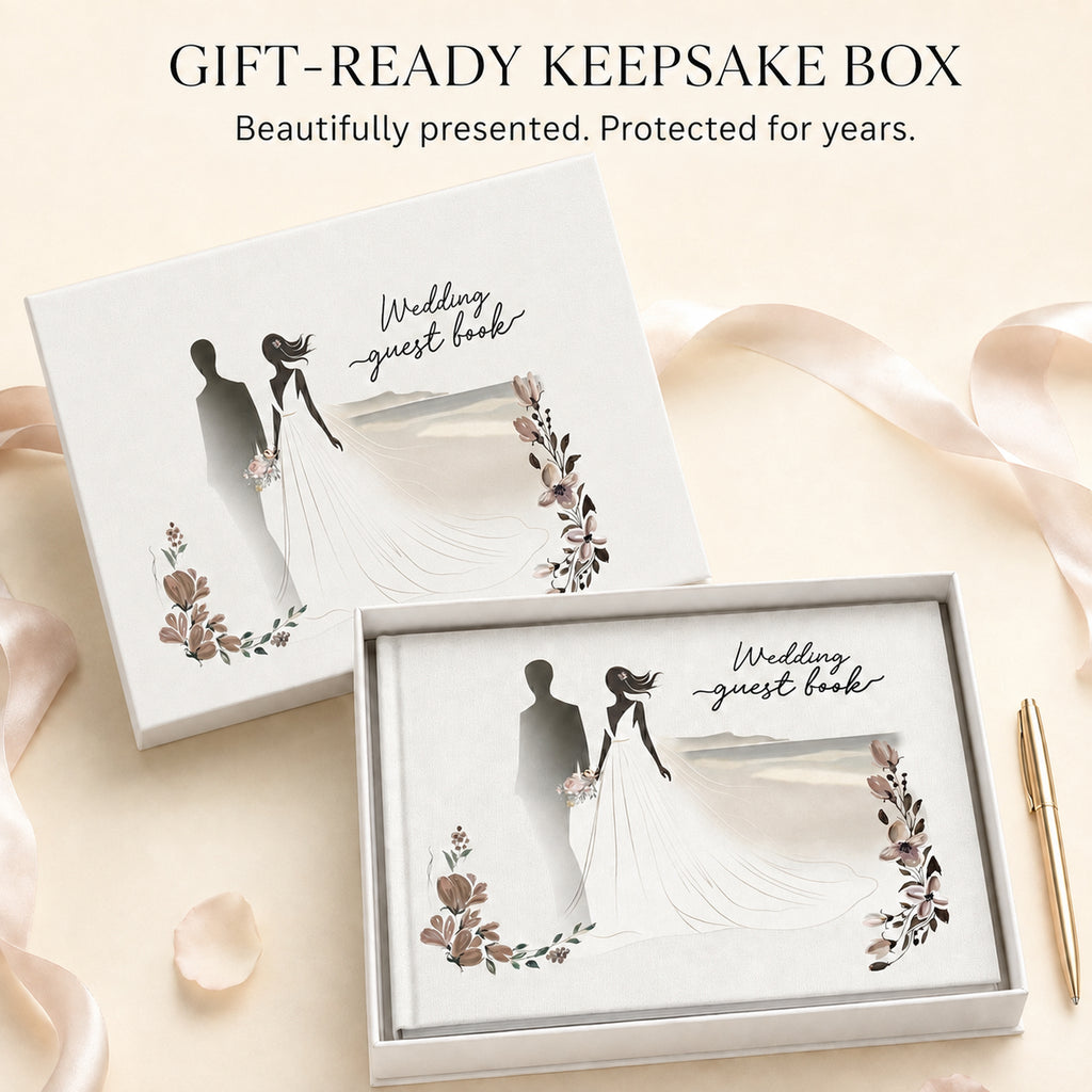 Libro de Invitados de Boda 8×10 – Diseño de Novios y Set Completo