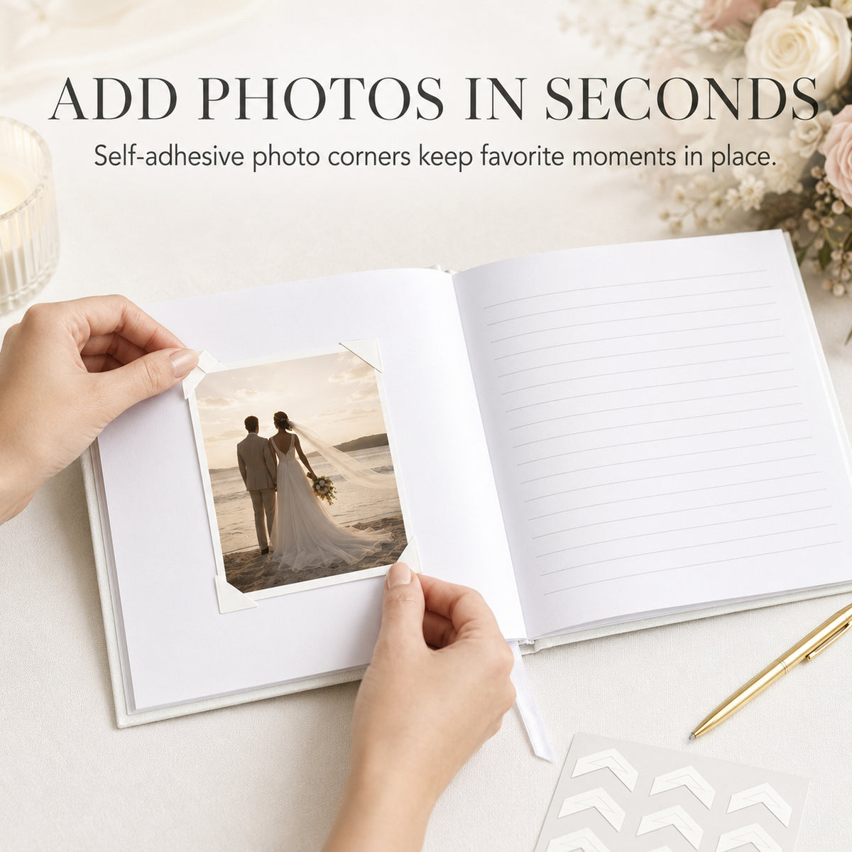 Libro de Invitados de Boda 8×10 – Diseño de Novios y Set Completo