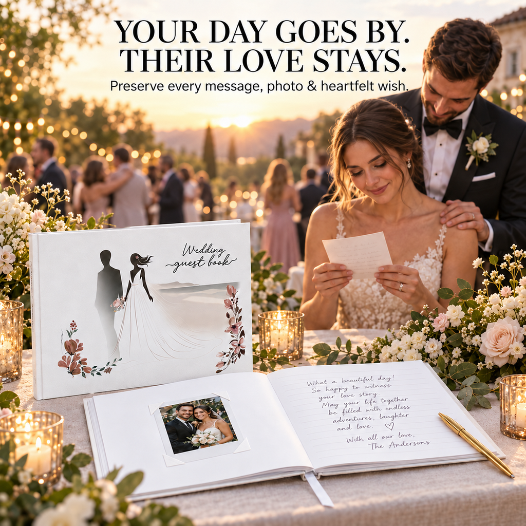Libro de Invitados de Boda 8×10 – Diseño de Novios y Set Completo